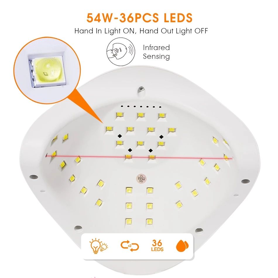 SUN5XPlus UV LED Lamp For Nails Dryer 54W Ice Lamp For Manicure Gels Nail Lamp Drying Lamp For Gels Varnish