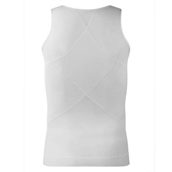 Men Compression Elastic Corset Zipper Body Shaper Tank Top Sports Sleeveless Underwear White L