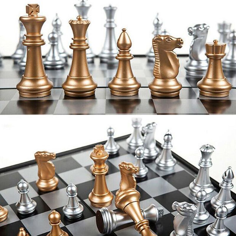 32pcs  Gold Silver Chess  Medieval Chess Set With High Quty Chessboard  Magnetic Board Game
