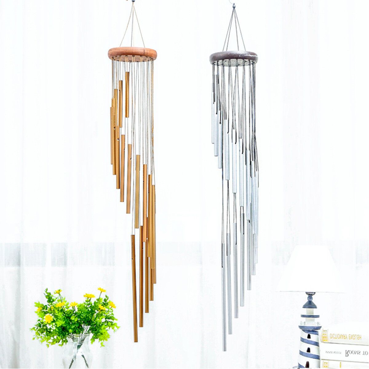 18 Tubes Windbells Large Aluminum Wind Chime Home Window Garden Yard Decoration Gold
