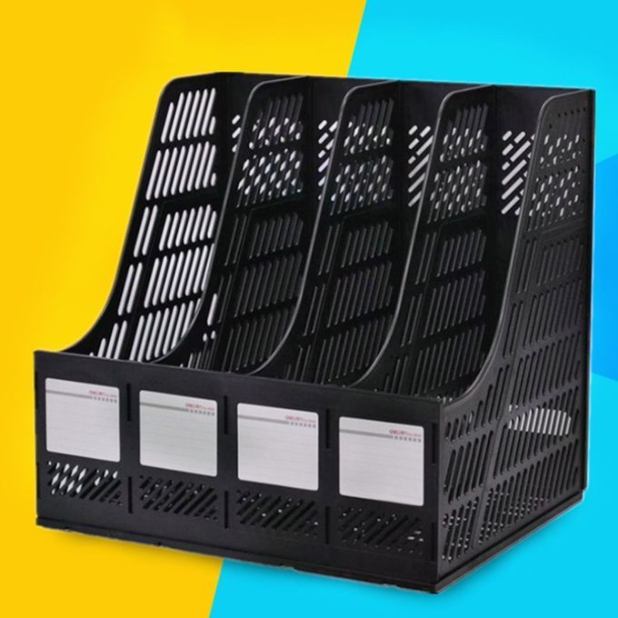 4 Sections Desk Organizer Office Supplies Accessories Desktop Tabletop Sorter Shelf-Black
