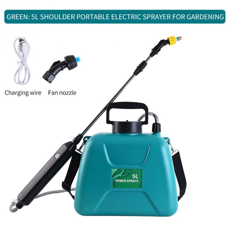 5L Agricultural Electric Sprayer Intelligent Pesticide Dispenser Garden Irrigation Sprayer Rechargeable Lithium Battery Green