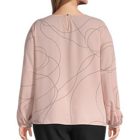 Button Long Sleeve Top- Pink Abstract