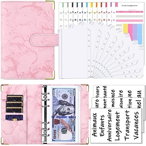 Classeur Budget A6 Francais Mrssbea Budget Enveloppe A6 PU Cuir Budget Planner Enveloppe Budget Feuilles Français Budget Purple
