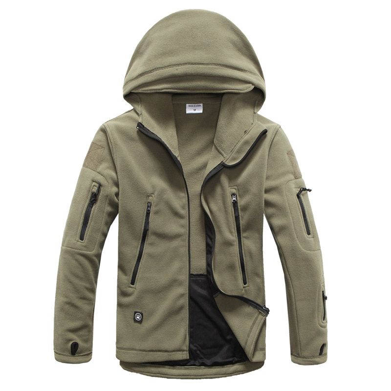 Military Tactical Jacket Men Winter Fleece Thermal Outdoors Sports Hooded Coat And Jacket Softshell Windproof Hiking Jacket Army Green