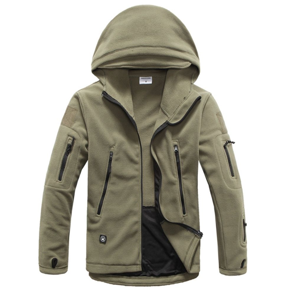 Military Tactical Jacket Men Winter Fleece Thermal Outdoors Sports Hooded Coat And Jacket Softshell Windproof Hiking Jacket Army Green