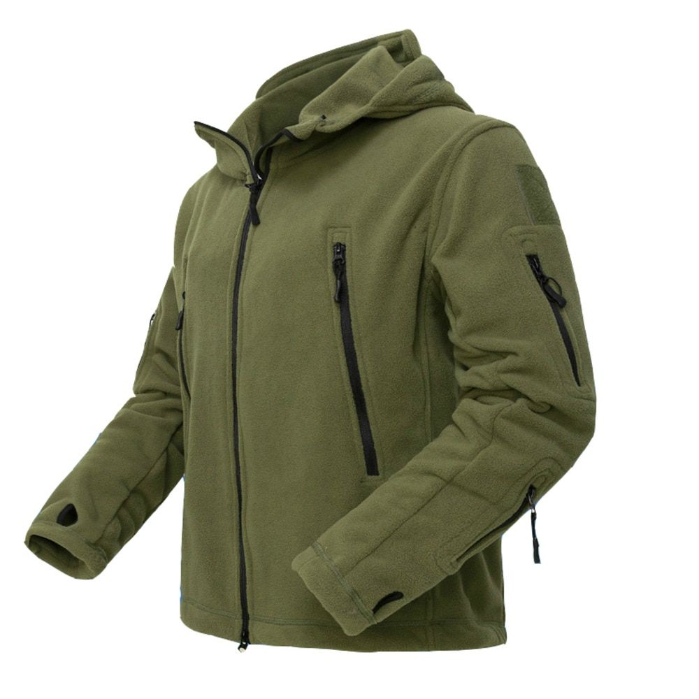 Military Tactical Jacket Men Winter Fleece Thermal Outdoors Sports Hooded Coat And Jacket Softshell Windproof Hiking Jacket Army Green