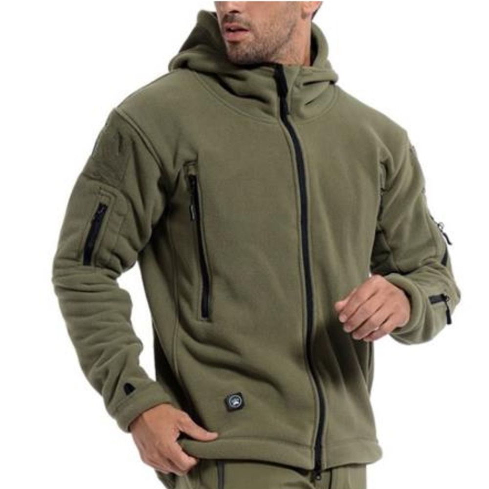 Military Tactical Jacket Men Winter Fleece Thermal Outdoors Sports Hooded Coat And Jacket Softshell Windproof Hiking Jacket Army Green
