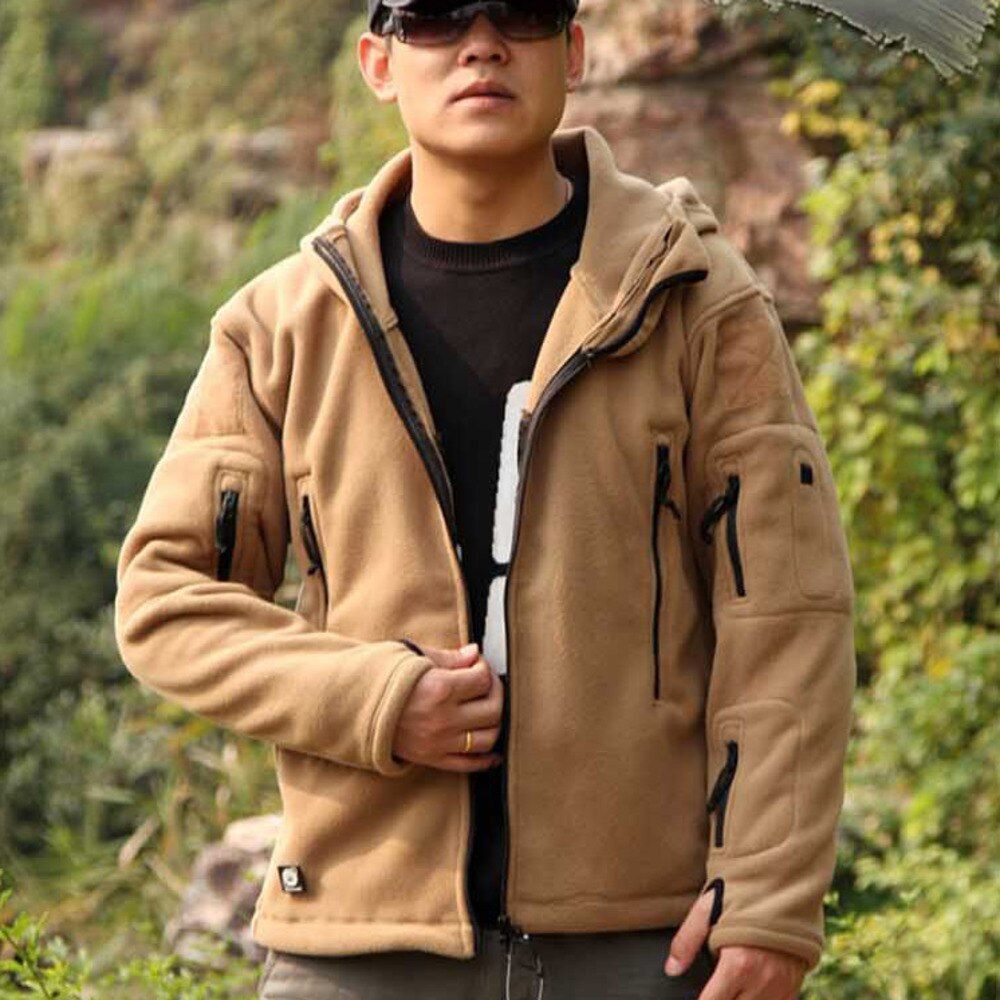 Military Tactical Jacket Men Winter Fleece Thermal Outdoors Sports Hooded Coat And Jacket Softshell Windproof Hiking Jacket Army Green