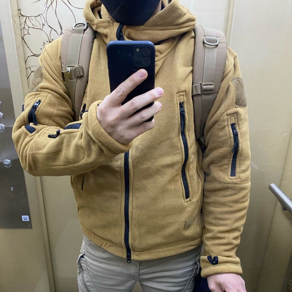 Military Tactical Jacket Men Winter Fleece Thermal Outdoors Sports Hooded Coat And Jacket Softshell Windproof Hiking Jacket Army Green