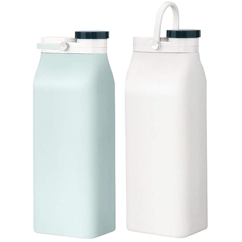Collapsible Silicone Water Bottle Portable Foldable Sports Canteen for Travel and Outdoor Lightweight Portable,600ML,3.5Oz,2 Pcs