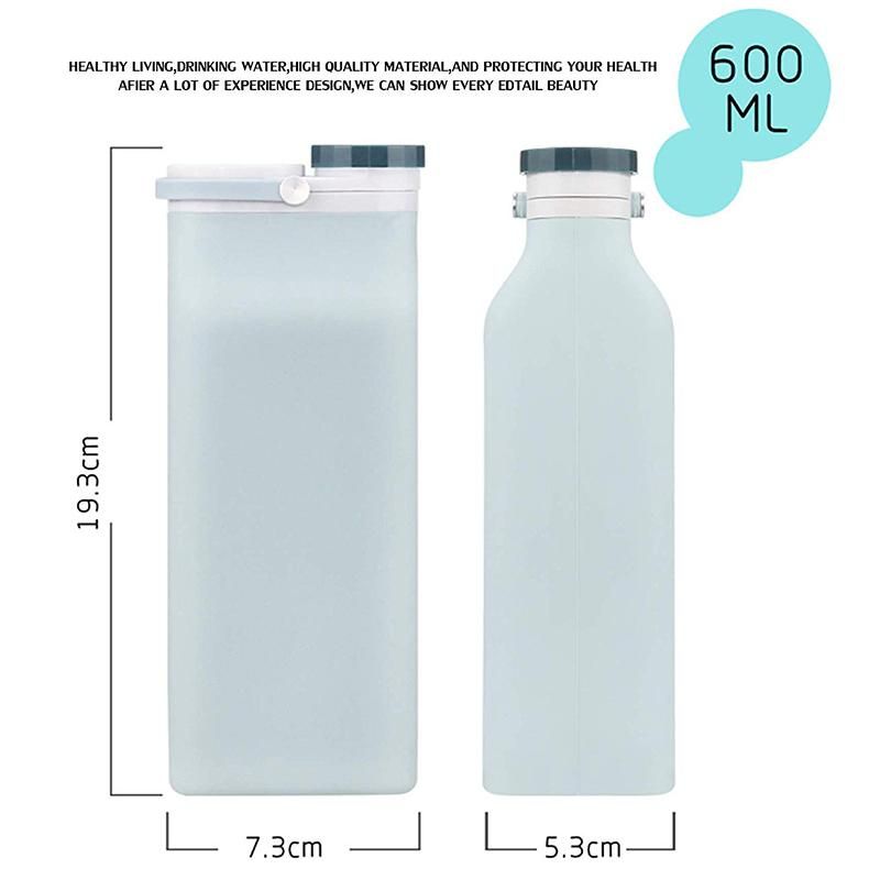 Collapsible Silicone Water Bottle Portable Foldable Sports Canteen for Travel and Outdoor Lightweight Portable,600ML,3.5Oz,2 Pcs