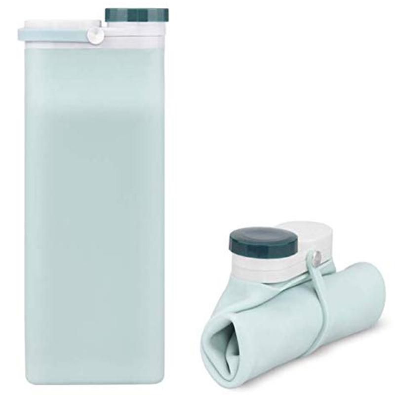 Collapsible Silicone Water Bottle Portable Foldable Sports Canteen for Travel and Outdoor Lightweight Portable,600ML,3.5Oz,2 Pcs