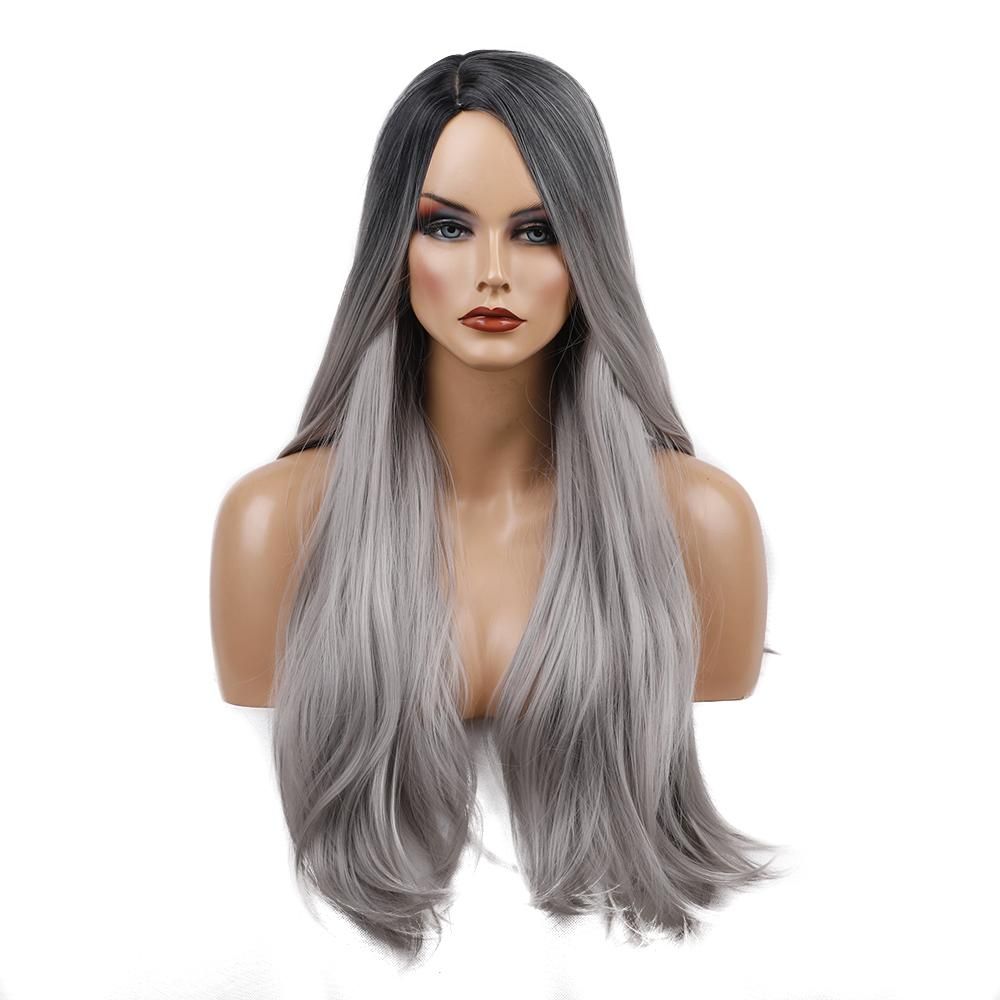 Synthetic Wig Heat Resistant Long Straight 26 Inch Dark