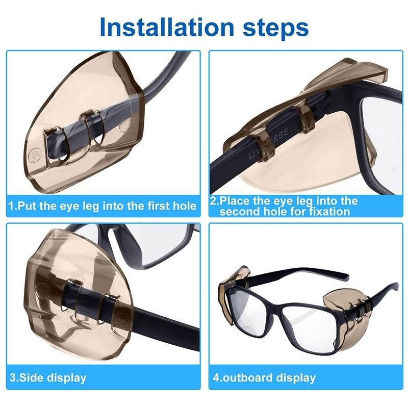 8 Pairs Safety Eye Glasses Side Slip Clear Flexible Slip on