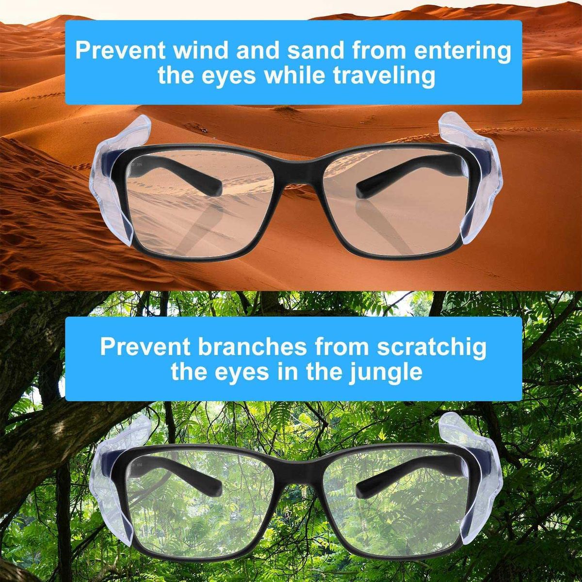 8 Pairs Safety Eye Glasses Side Slip Clear Flexible Slip on