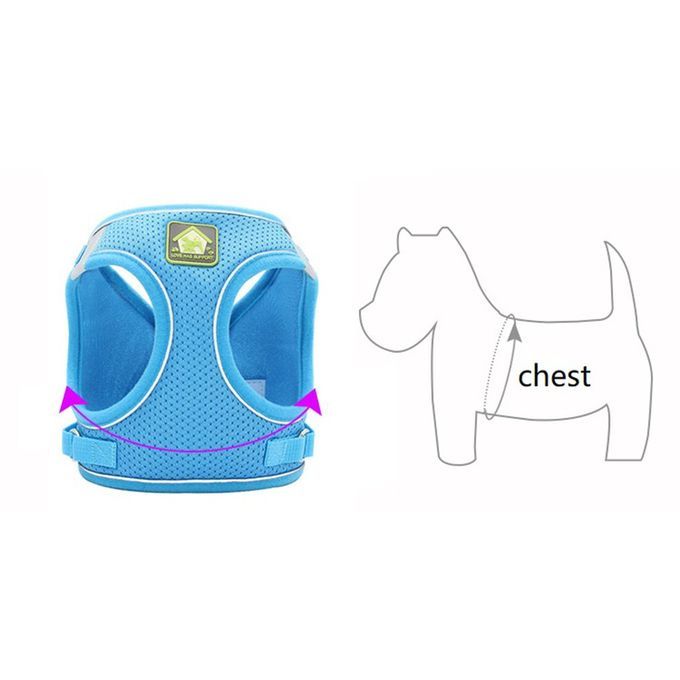 Nylon Mesh  At Harness Refle Tive Dog Vest Harness & Leash Set For Walking-blue-S