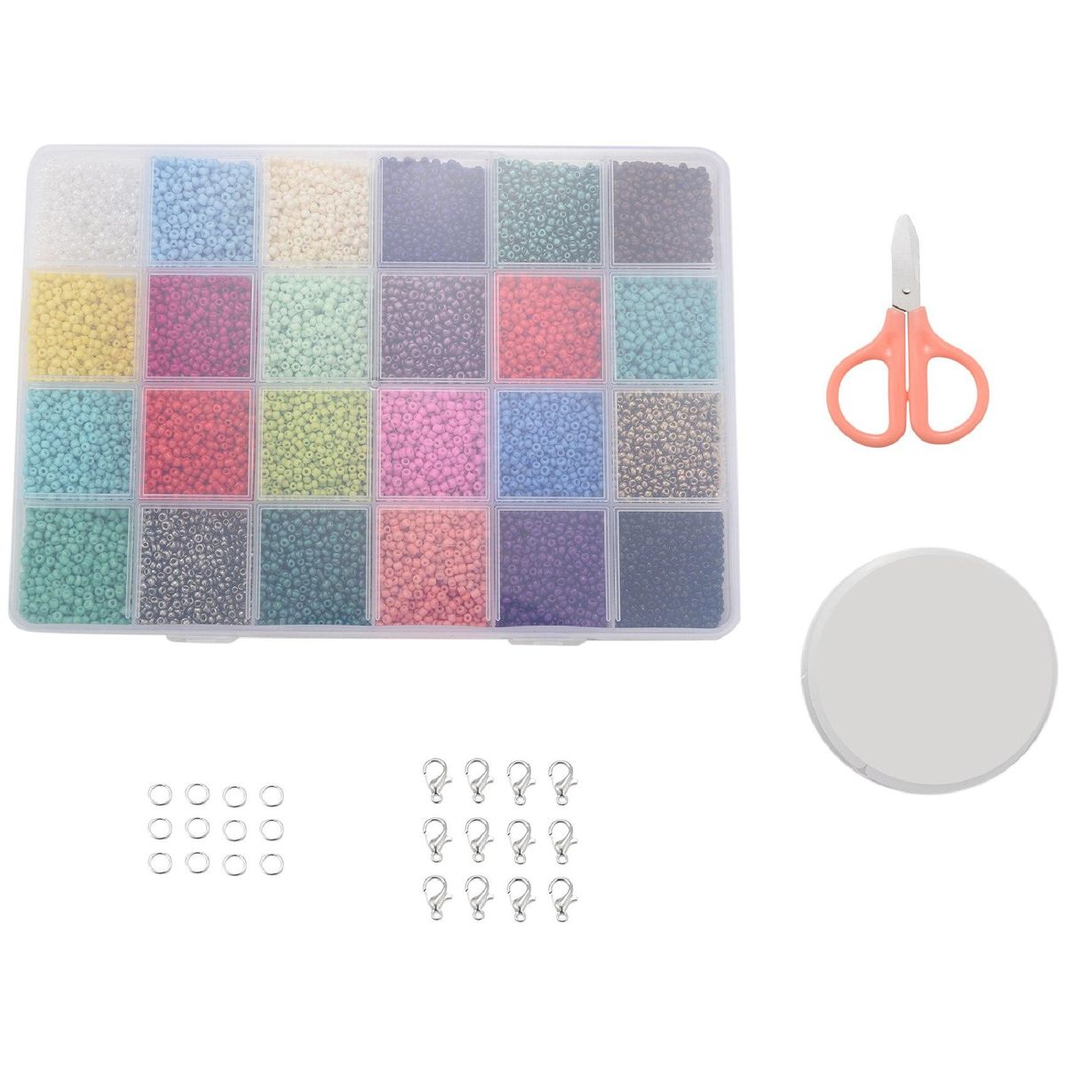24000 Pcs Glass Seed Beads 2MM Small Beads for Jewelry Making,24 Colors Hole 0.6mm Bracelets DIY Crafts Beading Kits