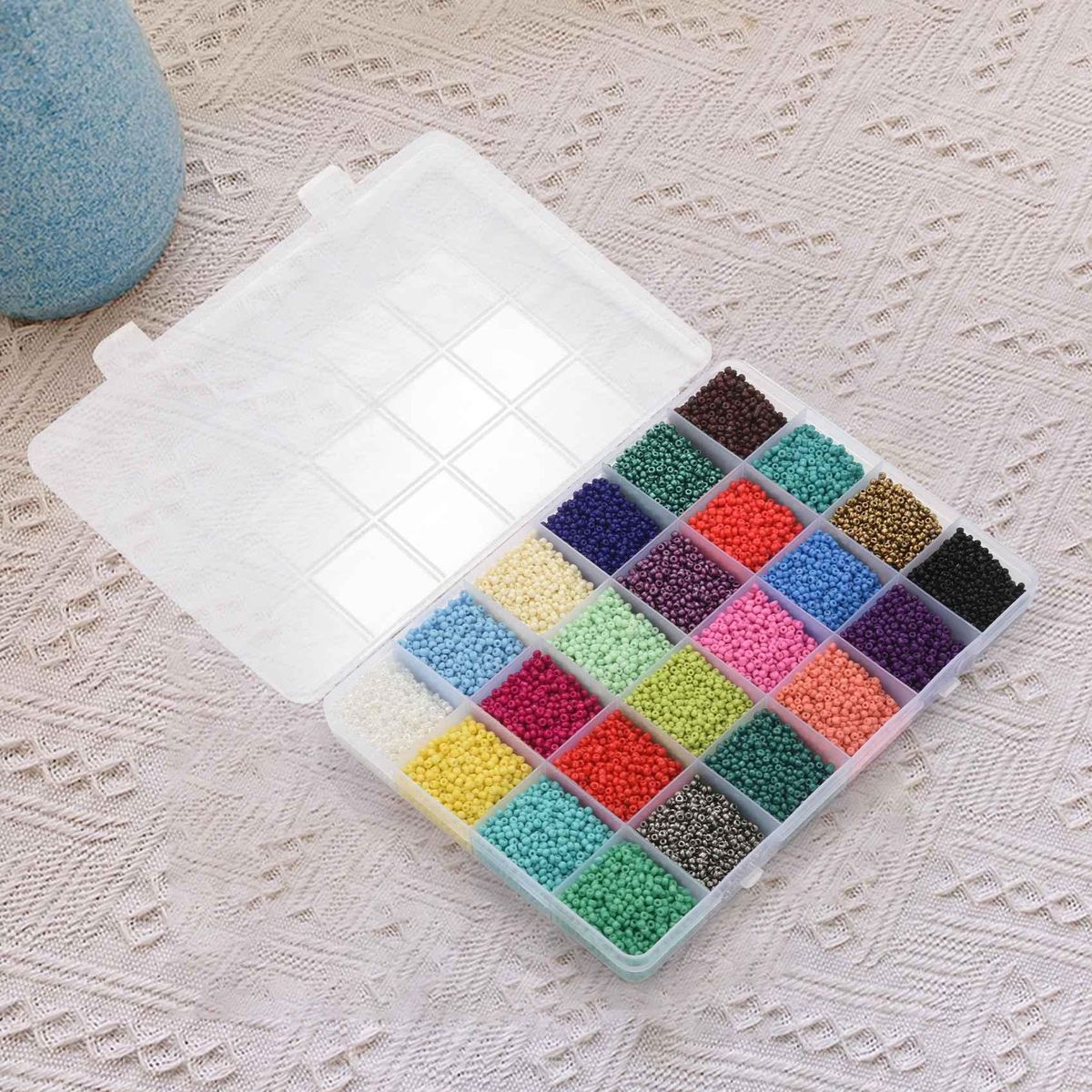 24000 Pcs Glass Seed Beads 2MM Small Beads for Jewelry Making,24 Colors Hole 0.6mm Bracelets DIY Crafts Beading Kits
