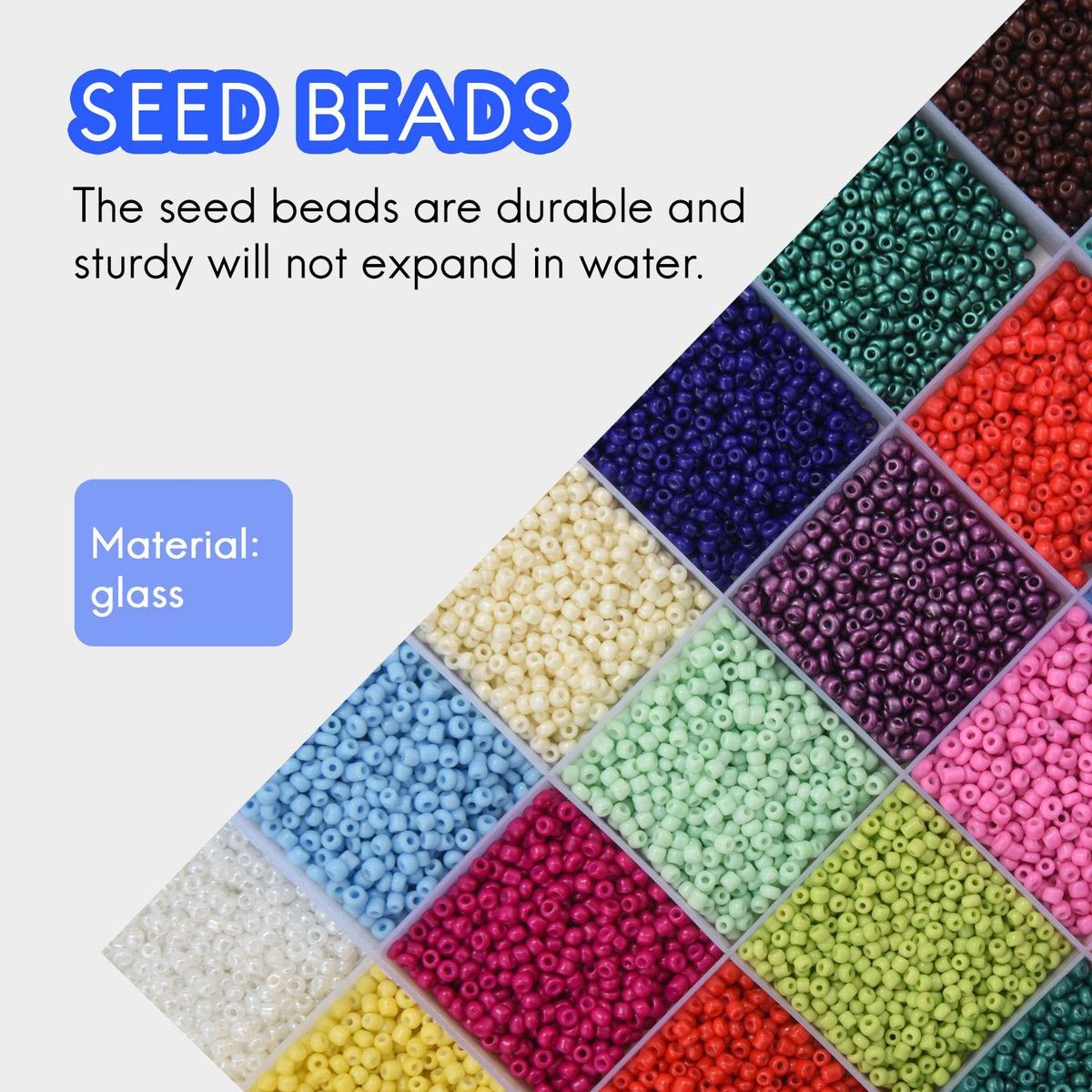 24000 Pcs Glass Seed Beads 2MM Small Beads for Jewelry Making,24 Colors Hole 0.6mm Bracelets DIY Crafts Beading Kits