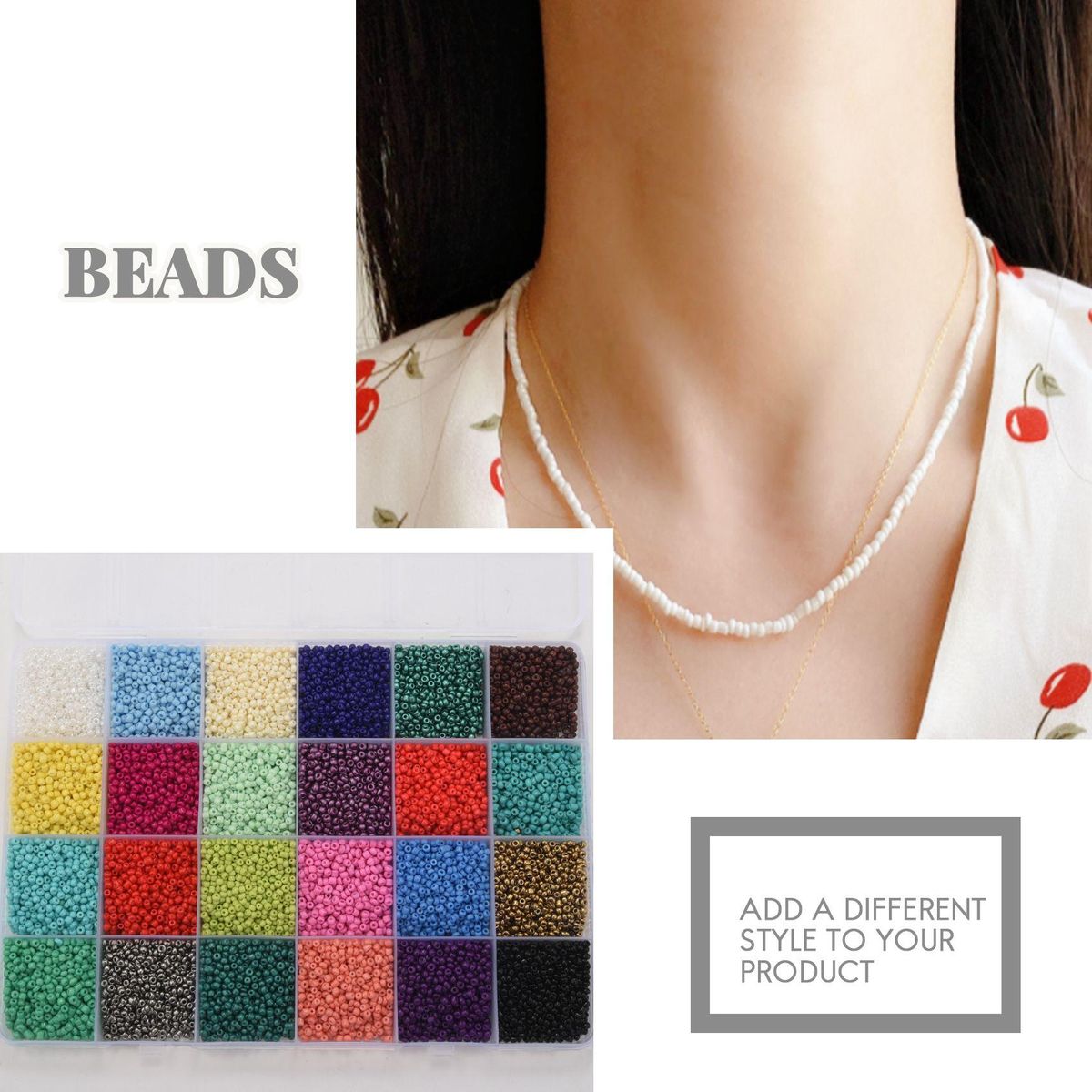 24000 Pcs Glass Seed Beads 2MM Small Beads for Jewelry Making,24 Colors Hole 0.6mm Bracelets DIY Crafts Beading Kits