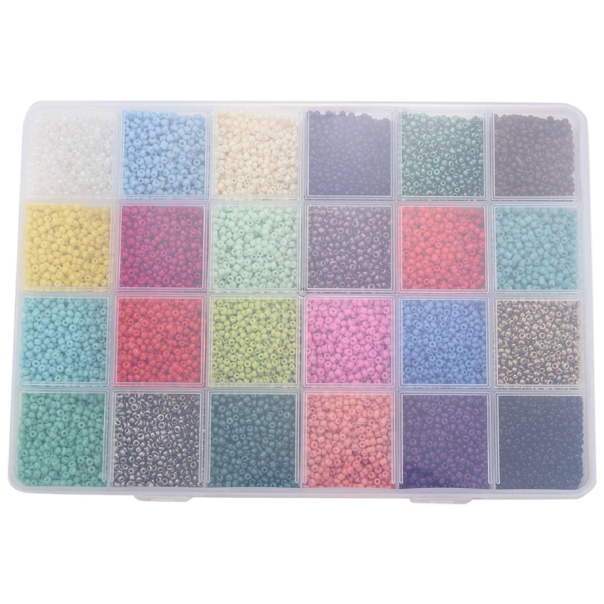 24000 Pcs Glass Seed Beads 2MM Small Beads for Jewelry Making,24 Colors Hole 0.6mm Bracelets DIY Crafts Beading Kits