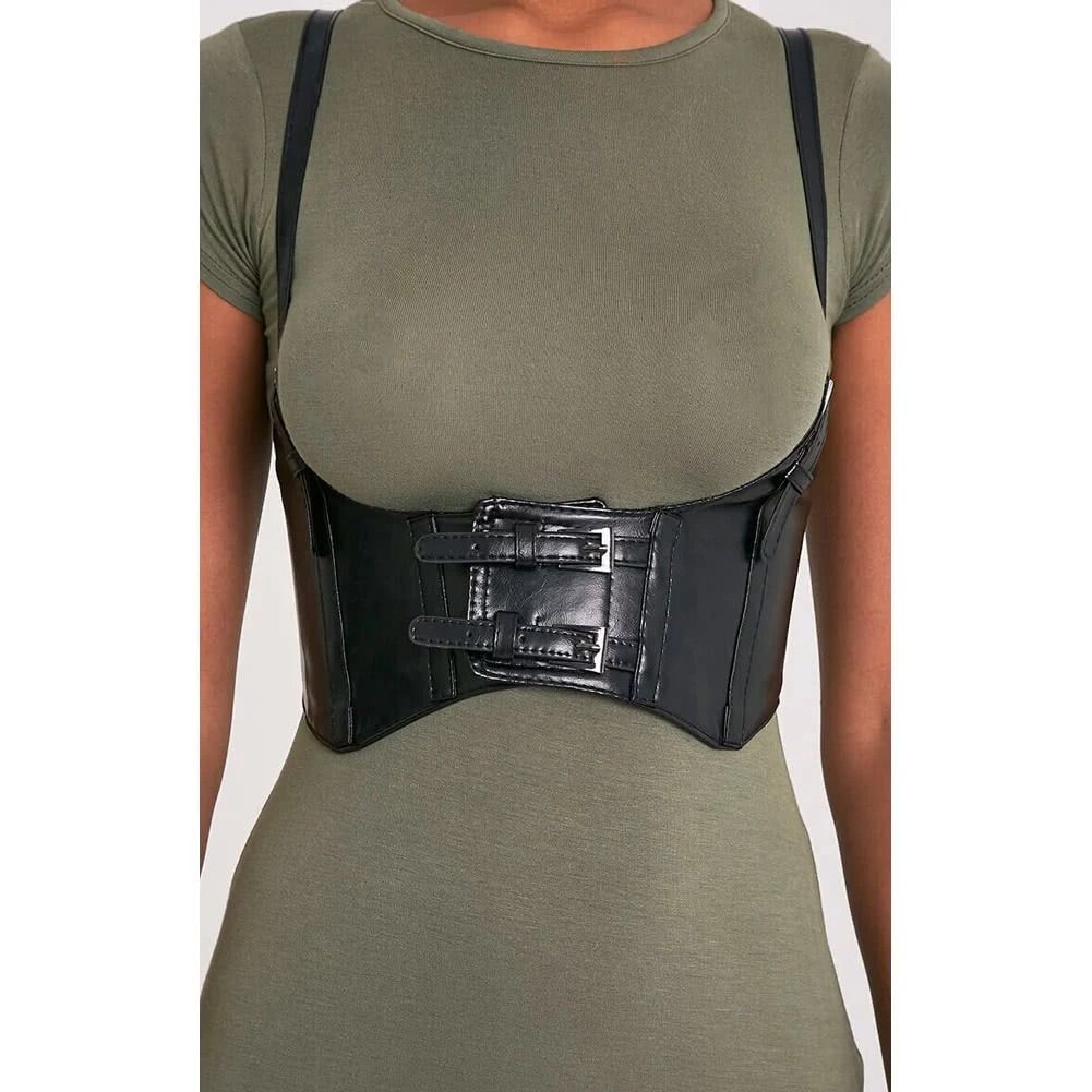 Women Men Leather Corset Belt PU Wide Waist