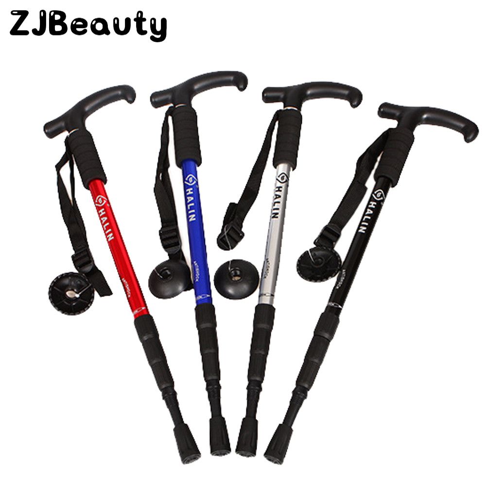 Retractable T-Handle Mountaineering Stick Telescopic Baton