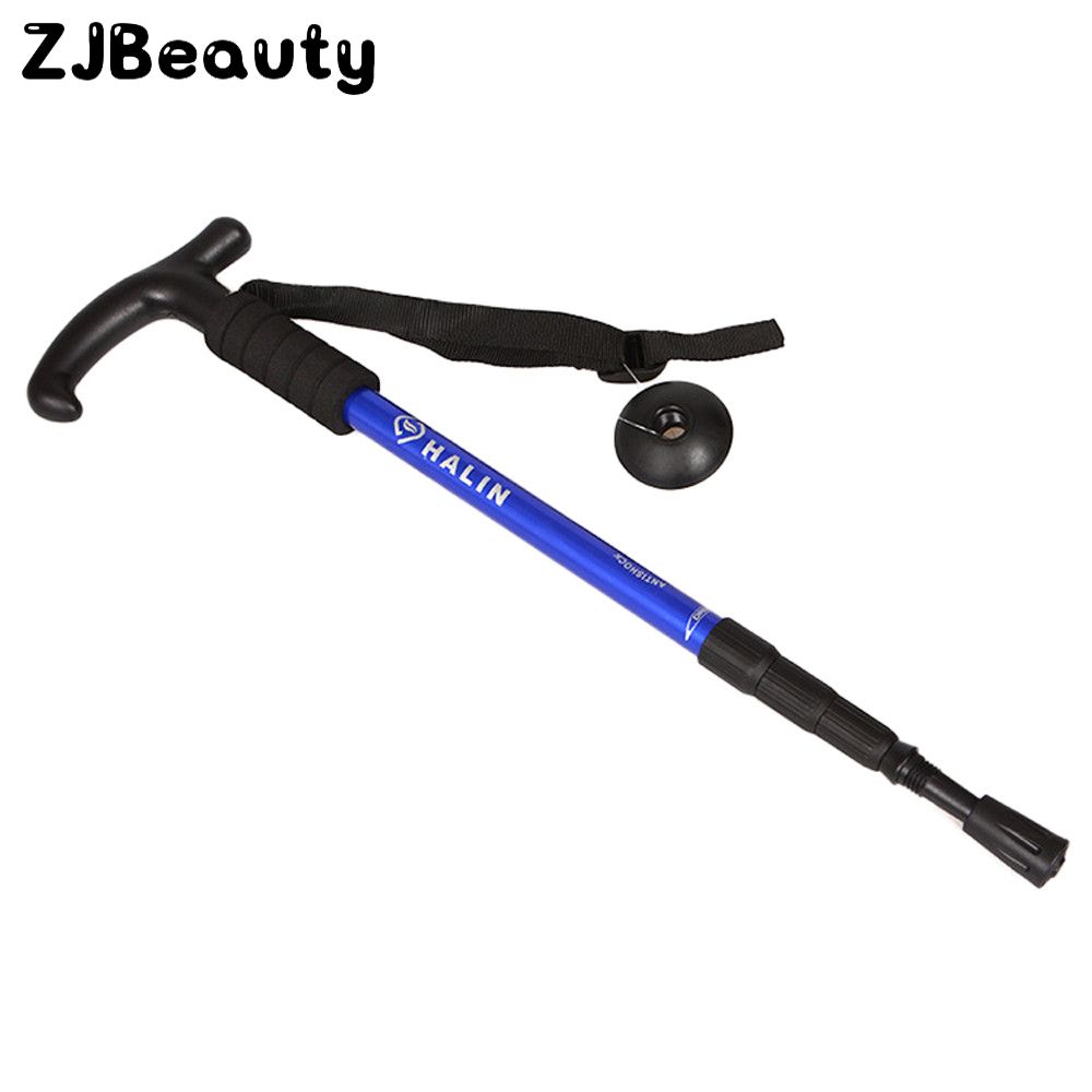 Retractable T-Handle Mountaineering Stick Telescopic Baton