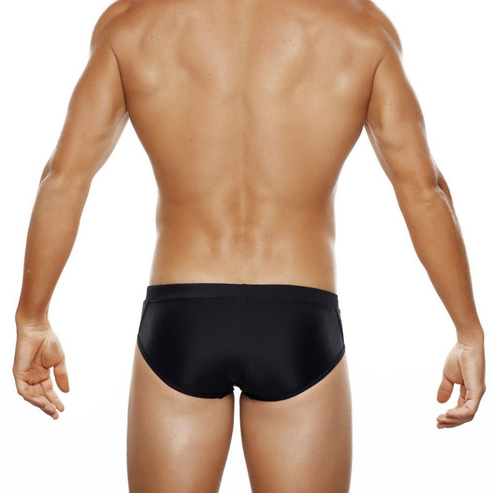 Summer Men's Swimwear Sexy Mesh Side Bikini Swimming Pool Briefs With/Without Sponge Pad Low Waist Solid Patchwork Bequine With Sponge Pad