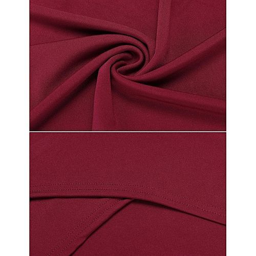 New Women Sexy O-Neck Sleeveless Solid Elastic Backless Pleated Pullover Tank Dress-Wine Red