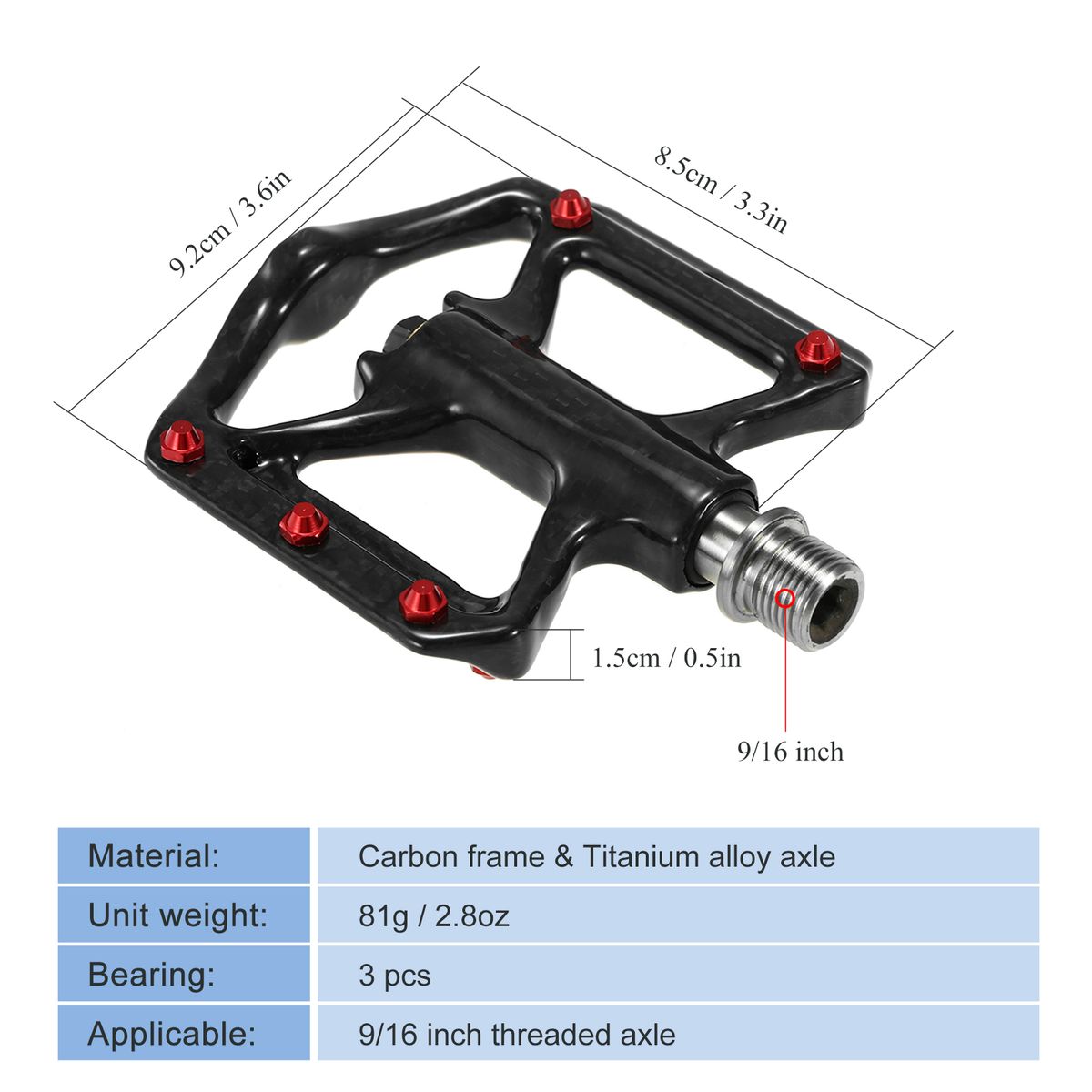 Ultra Light Bike Pedals Lightweight Carbon Fiber Platform