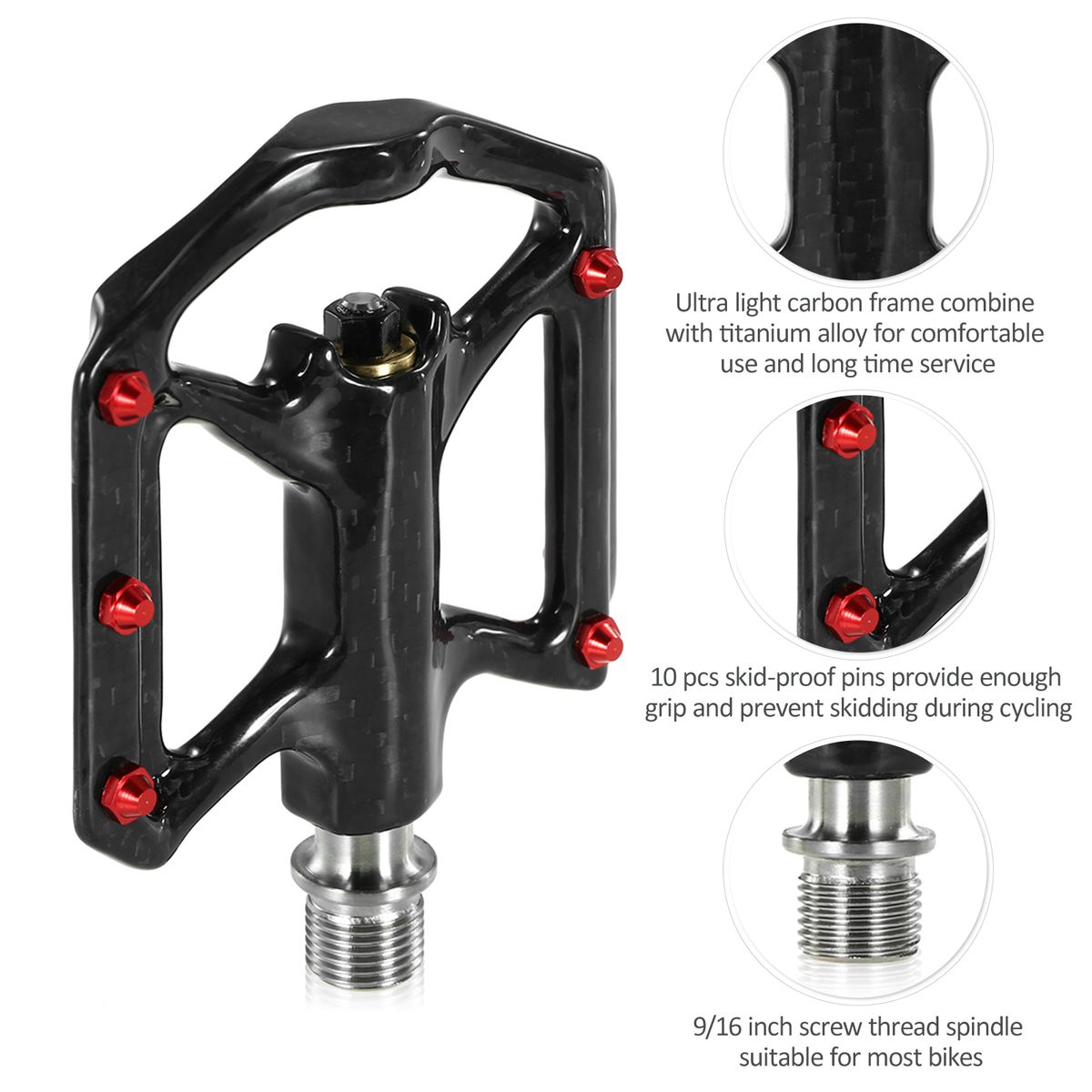 Ultra Light Bike Pedals Lightweight Carbon Fiber Platform