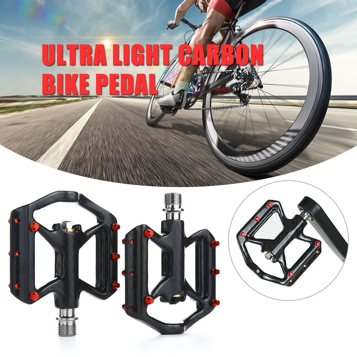 Ultra Light Bike Pedals Lightweight Carbon Fiber Platform