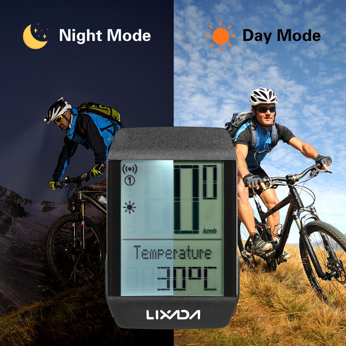 Lixada Wireless Bike Cycling Computer Waterproof Bicycle Speedometer Odometer with 6 Languages LED Backlight