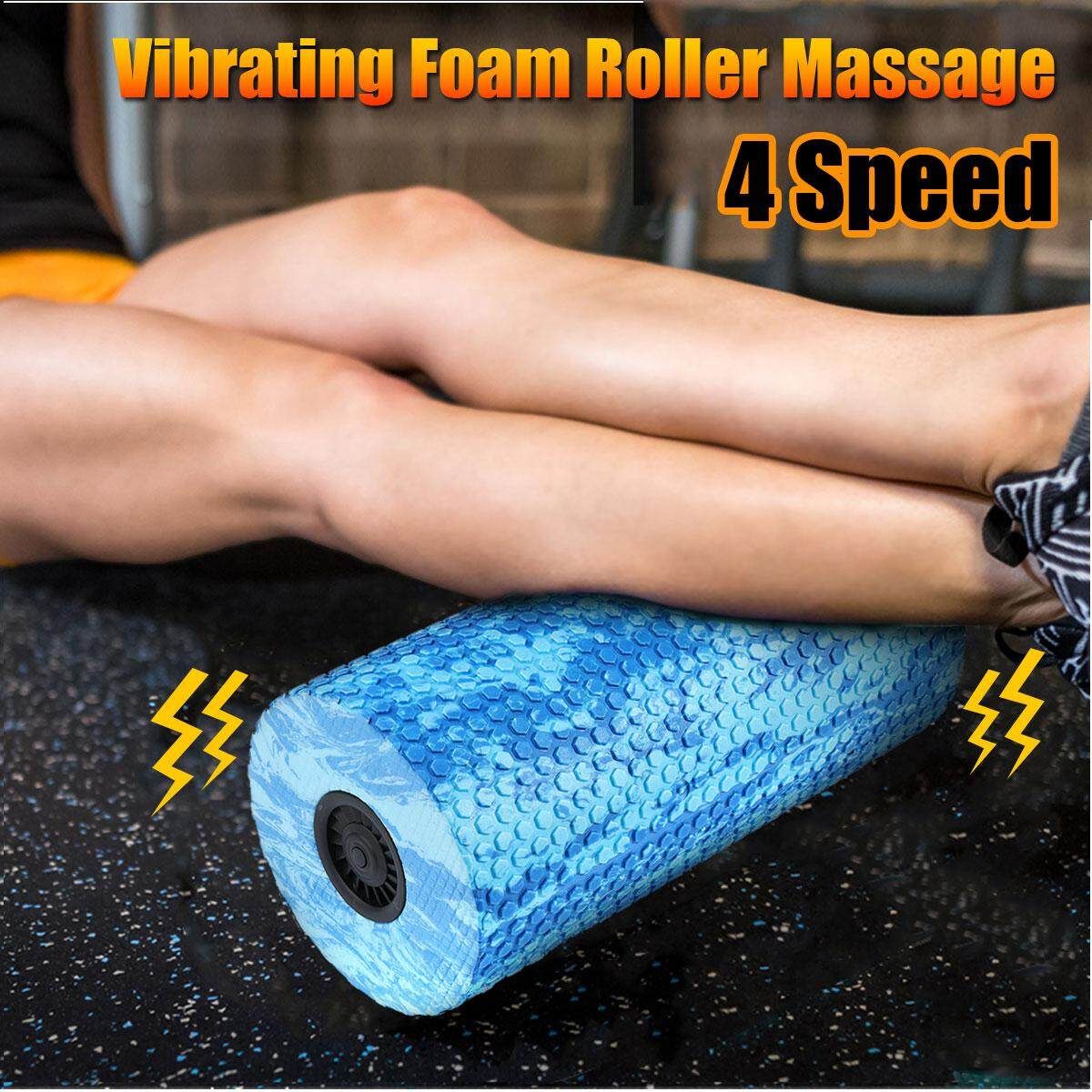 4 Speed Electric Yoga Foam Roller Fitness Massage Muscle Relief Slim Dark Blue Light Blue