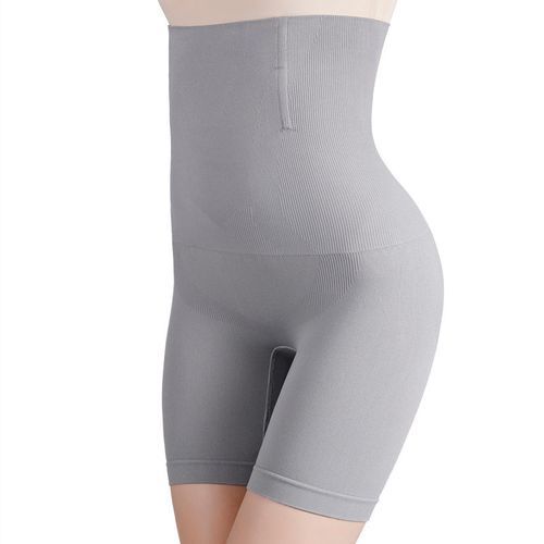 (Gray-Ordinary)Flarixa XS-5XL High Waist Flat Belly Panties Slimming Waist Trainer Tummy Control Shaping Pants Plus Size Seamless Safety Shorts DOU