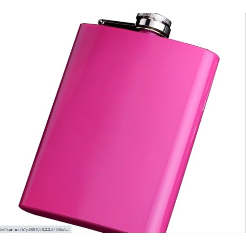 Stainless Steel Whiskey  Alcohol Hip Flask - Pink