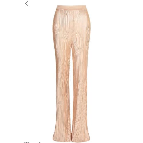 Tall Plisse Pleated High Waisted Trousers - Gold