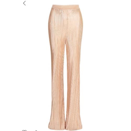 Tall Plisse Pleated High Waisted Trousers - Gold