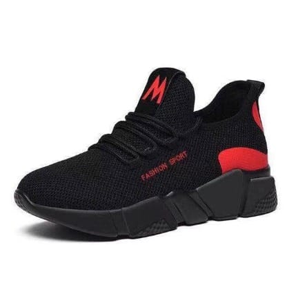 Women Lightweight Sports Sneakers - Black And Red