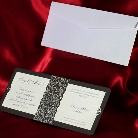 Aab Wedding Invitation Card - Black - 525 - Pack of 100