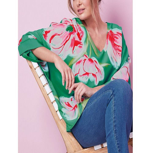 Floral Batwing Top - Green