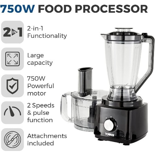 Food Processor With Blender 1.8L - 750W - T18007BLK