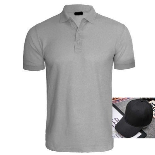 Men's Polo T-Shirt & Cap-Grey
