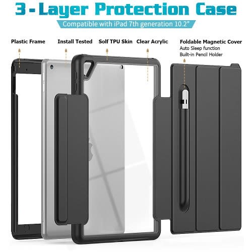 Rugged Shockproof Trifold Smart Case For All iPad - 9.7 Inches