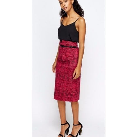 Hot Pink High Waist Pencil Skirt
