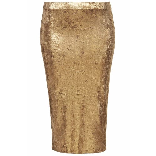 Foil Velvet Tube Skirt - Gold