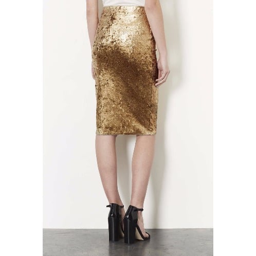 Foil Velvet Tube Skirt - Gold