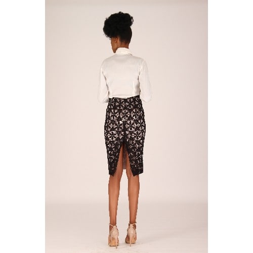 Lace Pencil Skirt - Black